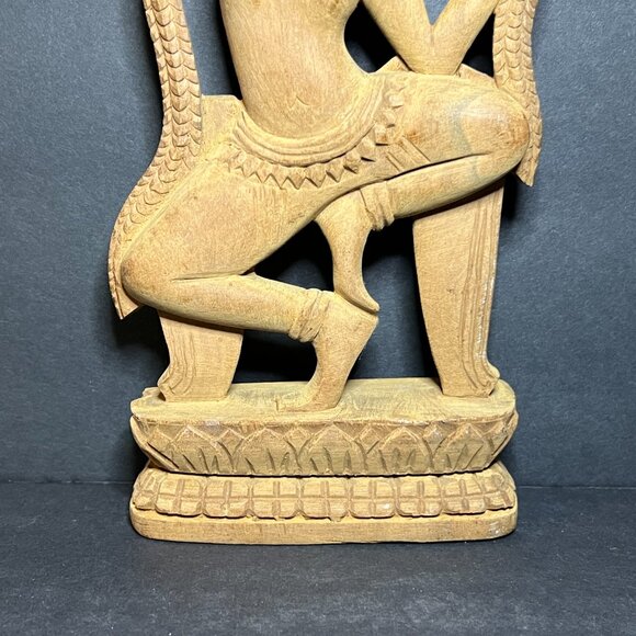 VTG Hand Carved Wooden Khmer Cambodian Aspara Dancer Goddess Statue Figure 10.5" - Picture 3 of 7